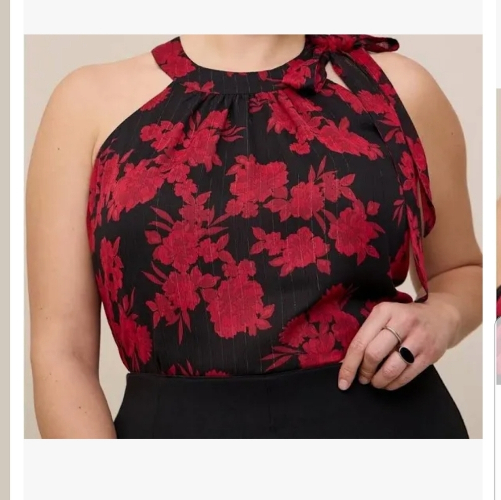 Torrid Chiffon Lurex Mockneck Halter T Size M/L 10 NWT - Picture 7 of 7